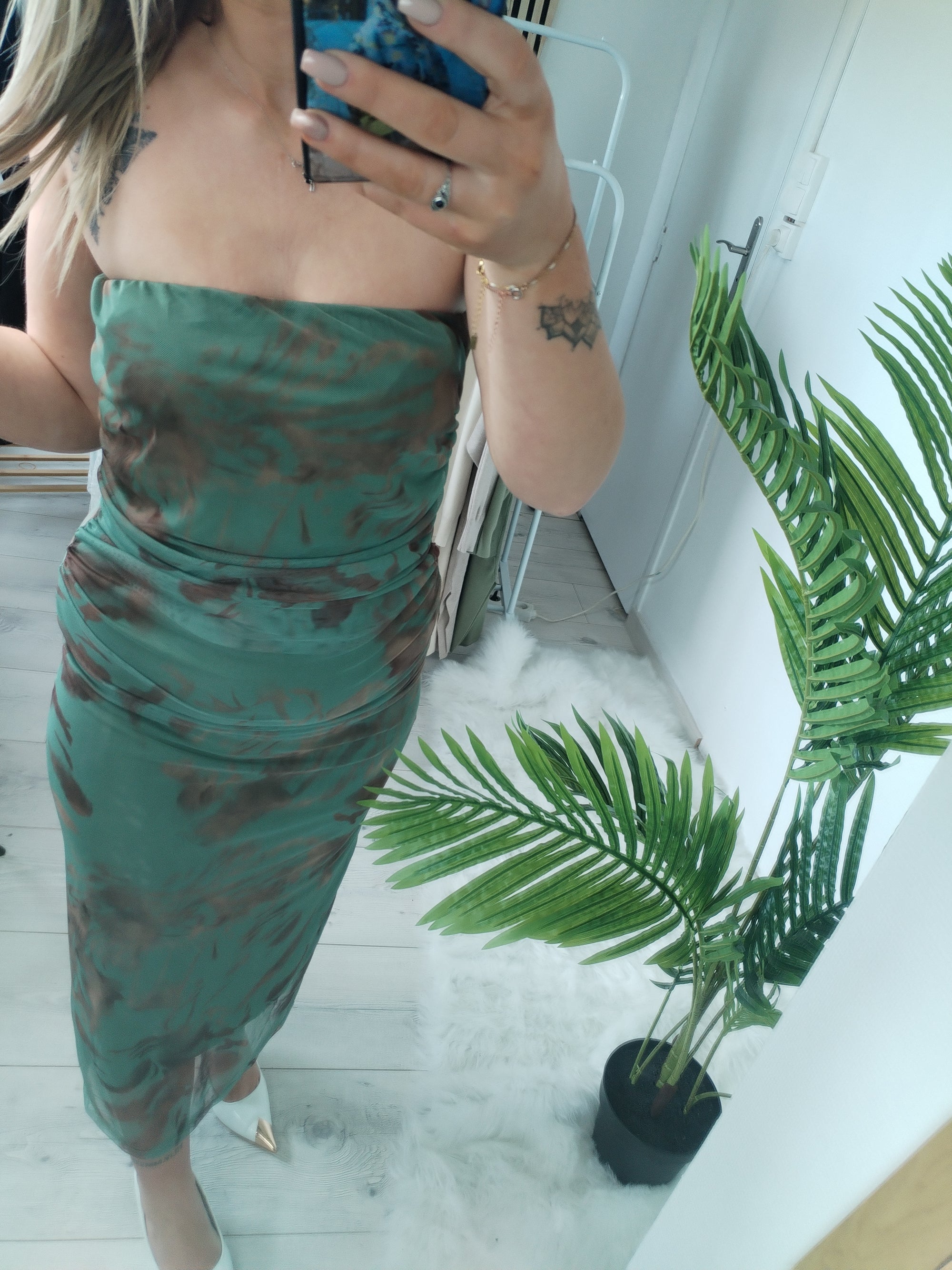 ROBE MI LONGUE VERT DEAU